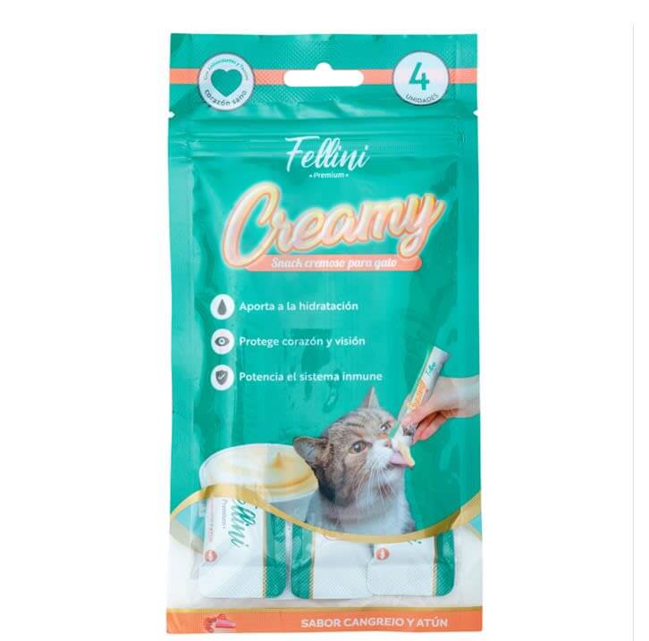 Snack para gatos Creamy Cangrejo y Atún 60g - Fellini